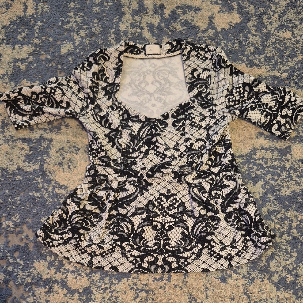 Elegant Black and White Lace Top